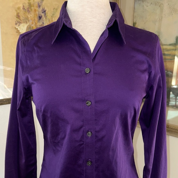 Banana Republic No Iron Purple Women's Button-Up Shirt Size 4 - Picture 4 of 13